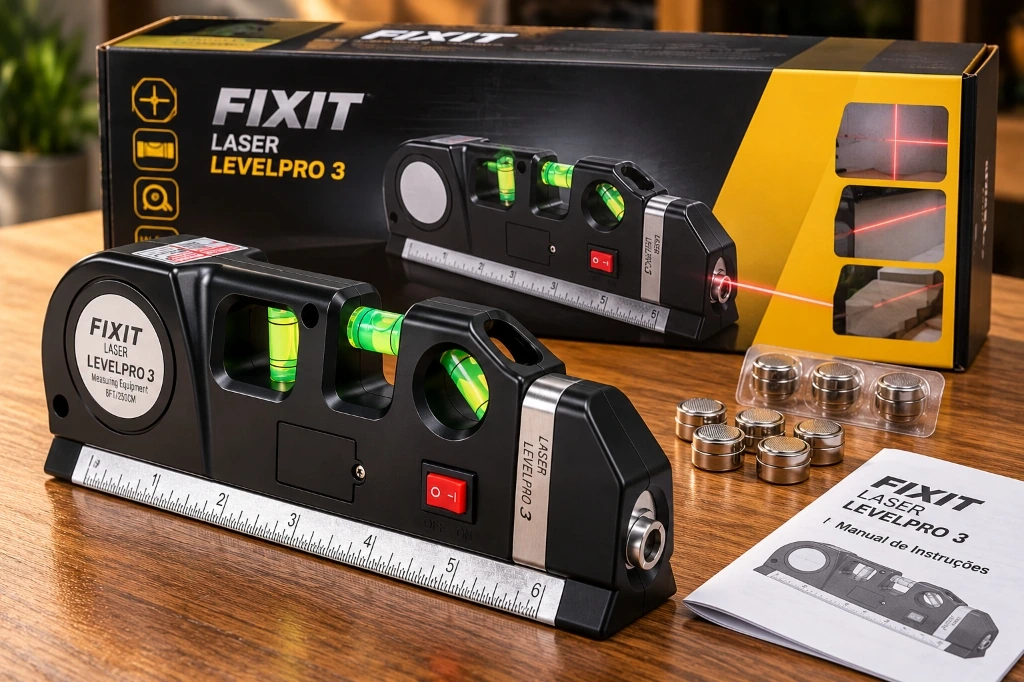 1x Trena Nível Laser Pro3 Completa com Caixa e Baterias